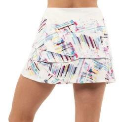 Splatter Up Scallop Skirt Women - White, Multicoloured -Muse Style Shop 00210000 12