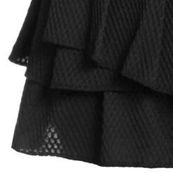 Wavy Pleat Tier Skirt Women - Black -Muse Style Shop 00620000 11