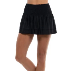 Long Grid Smocked Skirt Women - Black -Muse Style Shop 00710000 11