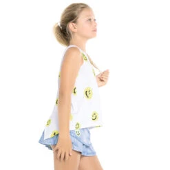 Smiles For Miles Tie Back Tank Top Girls - White, Multicoloured -Muse Style Shop 01418000 15