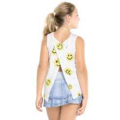 Smiles For Miles Tie Back Tank Top Girls - White, Multicoloured -Muse Style Shop 01418000 16