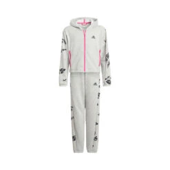 ADIDAS Hooded Cotton Tracksuit Girls - Grey, Black
