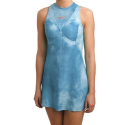 Nike Court Dri-FIT Maria Printed Dress Women - Light Blue, Orange